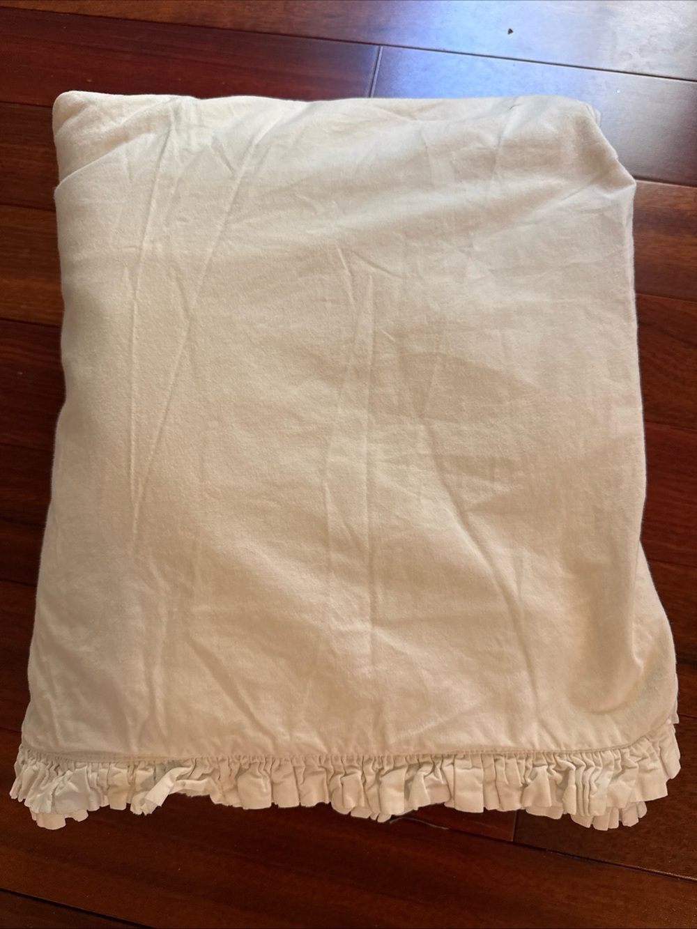 Pine Cone Hill Solid White Flat Sheet King Size Bed Organic Cotton Ruffled